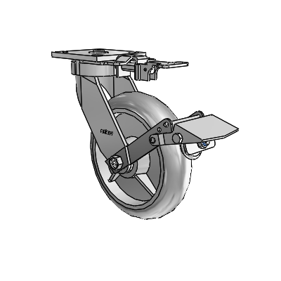4 Series Kingpinless Casters Top Plate Swivel Caster with 8 x 2 Performa Rubber (Round/Grey) wheel and Tread Lock Brake