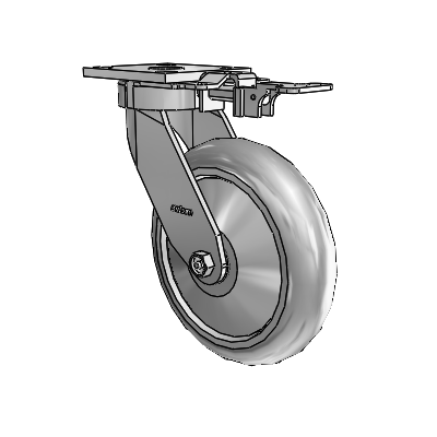 4 Series Kingpinless Casters Top Plate Swivel Caster with 8 x 2 Performa Rubber (Round/Grey) wheel