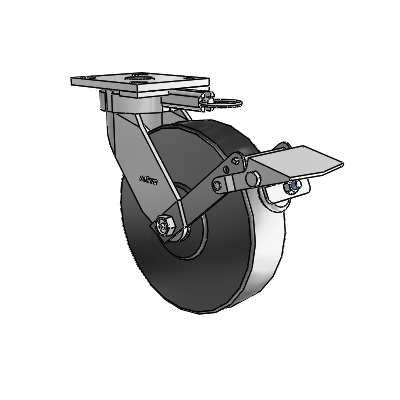 4 Series Kingpinless Casters Top Plate Swivel Caster with 8 x 2 Commander HD wheel and Tread Lock Brake