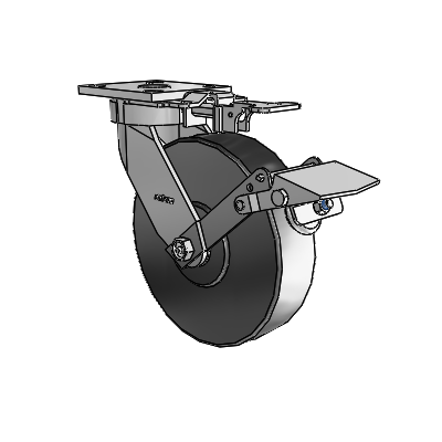 4 Series Kingpinless Casters Top Plate Swivel Caster with 8 x 2 Commander HD wheel and Tread Lock Brake