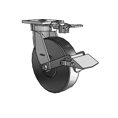 4 Series Kingpinless Casters Top Plate Swivel Caster with 8 x 2 Commander HD wheel and Tread Lock Brake