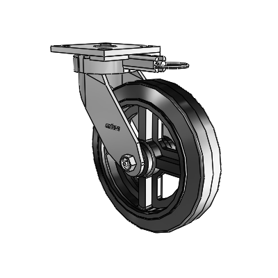 4 Series Kingpinless Casters Top Plate Swivel Caster with 8 x 2 MR - Moldon Rubber (Cast Iron Core) wheel
