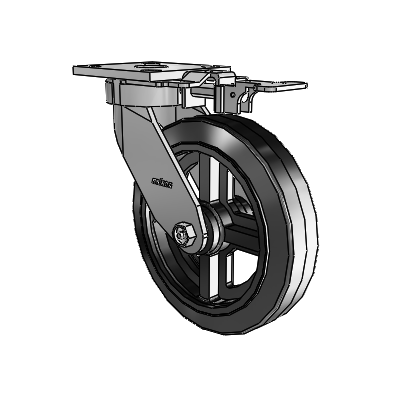 4 Series Kingpinless Casters Top Plate Swivel Caster with 8 x 2 MR - Moldon Rubber (Cast Iron Core) wheel