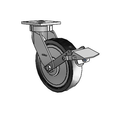 4 Series Kingpinless Casters Top Plate Swivel Caster with 8 x 2 Polyolefin wheel and Tread Lock Brake