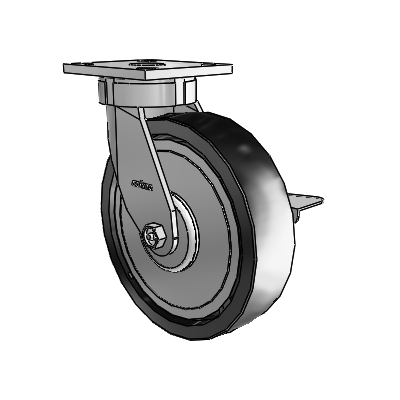 4 Series Kingpinless Casters Top Plate Swivel Caster with 8 x 2 Polyolefin wheel and Side Lock Brake