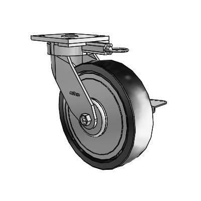 4 Series Kingpinless Casters Top Plate Swivel Caster with 8 x 2 Polyolefin wheel and Side Lock Brake