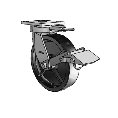 4 Series Kingpinless Casters Top Plate Swivel Caster with 8 x 2 Polyolefin wheel and Tread Lock Brake