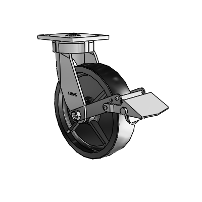 4 Series Kingpinless Casters Top Plate Swivel Caster with 8 x 2 Polyolefin wheel and Tread Lock Brake
