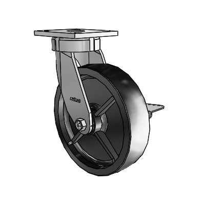 4 Series Kingpinless Casters Top Plate Swivel Caster with 8 x 2 Polyolefin wheel and Side Lock Brake
