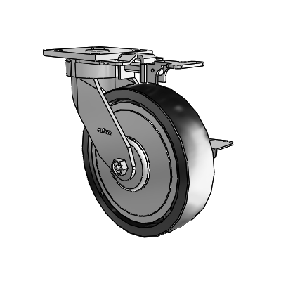 4 Series Kingpinless Casters Top Plate Swivel Caster with 8 x 2 Polyolefin wheel and Side Lock Brake