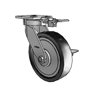 4 Series Kingpinless Casters Top Plate Swivel Caster with 8 x 2 Polyolefin wheel and Side Lock Brake