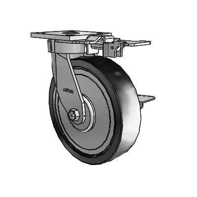 4 Series Kingpinless Casters Top Plate Swivel Caster with 8 x 2 Polyolefin wheel and Side Lock Brake