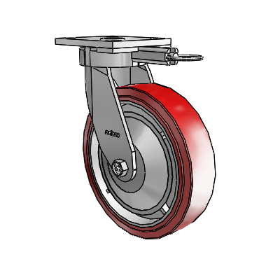 4 Series Kingpinless Casters Top Plate Swivel Caster with 8 x 2 Polyurethane HI-TECH wheel