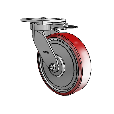 4 Series Kingpinless Casters Top Plate Swivel Caster with 8 x 2 Moldon Polyurethane (Aluminum Core) wheel