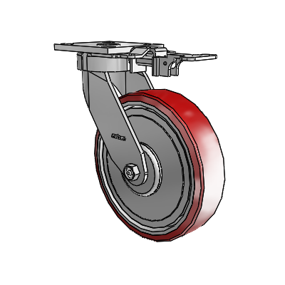 4 Series Kingpinless Casters Top Plate Swivel Caster with 8 x 2 Moldon Polyurethane (Aluminum Core) wheel