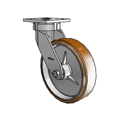 4 Series Kingpinless Casters Top Plate Swivel Caster with 8 x 2 Moldon Nylon (Aluminum Core) wheel