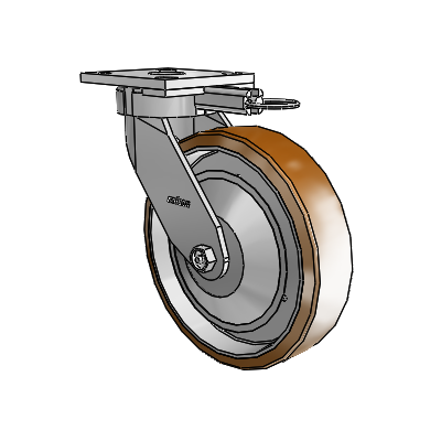 4 Series Kingpinless Casters Top Plate Swivel Caster with 8 x 2 Moldon Nylon (Aluminum Core) wheel