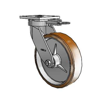 4 Series Kingpinless Casters Top Plate Swivel Caster with 8 x 2 Moldon Nylon (Aluminum Core) wheel