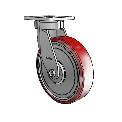 4 Series Kingpinless Casters Top Plate Swivel Caster with 8 x 2 Moldon Polyurethane (Aluminum Core) wheel