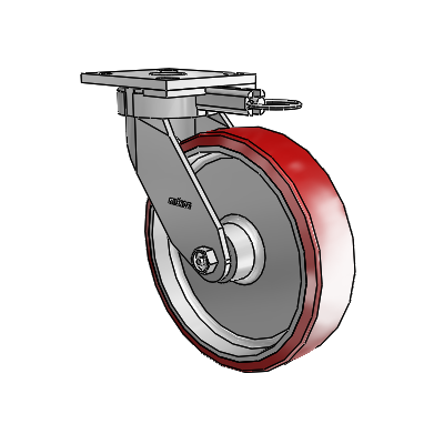4 Series Kingpinless Casters Top Plate Swivel Caster with 8 x 2 Moldon Polyurethane (Aluminum Core) wheel