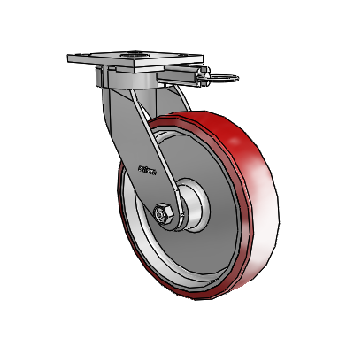 4 Series Kingpinless Casters Top Plate Swivel Caster with 8 x 2 Moldon Polyurethane (Aluminum Core) wheel