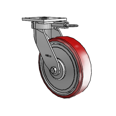 4 Series Kingpinless Casters Top Plate Swivel Caster with 8 x 2 Moldon Polyurethane (Aluminum Core) wheel