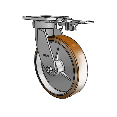 4 Series Kingpinless Casters Top Plate Swivel Caster with 8 x 2 Moldon Nylon (Aluminum Core) wheel
