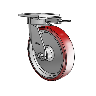 4 Series Kingpinless Casters Top Plate Swivel Caster with 8 x 2 Moldon Polyurethane (Aluminum Core) wheel