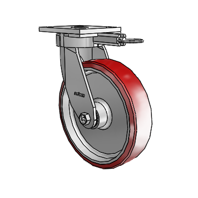 4 Series Kingpinless Casters Top Plate Swivel Caster with 8 x 2 Moldon Polyurethane (Aluminum Core) wheel