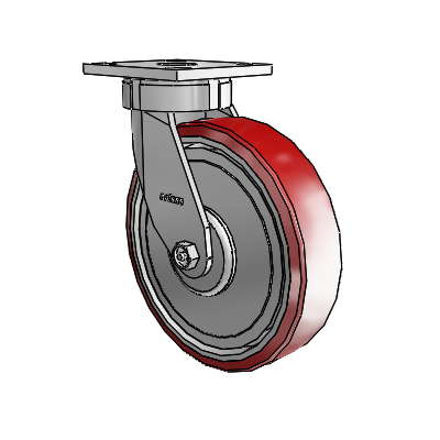 4 Series Kingpinless Casters Top Plate Swivel Caster with 8 x 2 Moldon Polyurethane (Aluminum Core) wheel