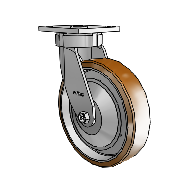 4 Series Kingpinless Casters Top Plate Swivel Caster with 8 x 2 Moldon Nylon (Aluminum Core) wheel