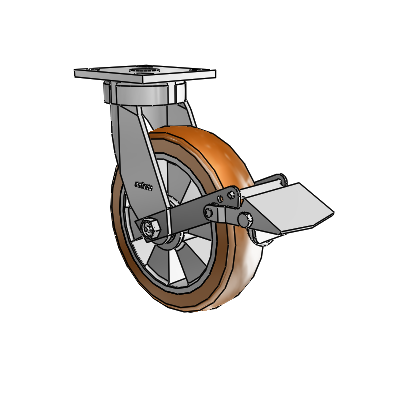 4 Series Kingpinless Casters Top Plate Swivel Caster with 8 x 2 Triumph (Crown/Brown) wheel and Tread Lock Brake