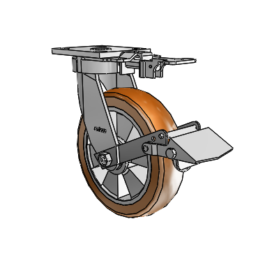 4 Series Kingpinless Casters Top Plate Swivel Caster with 8 x 2 Triumph (Crown/Brown) wheel and Tread Lock Brake