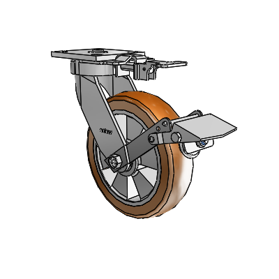 4 Series Kingpinless Casters Top Plate Swivel Caster with 8 x 2 Triumph (Crown/Brown) wheel and Tread Lock Brake