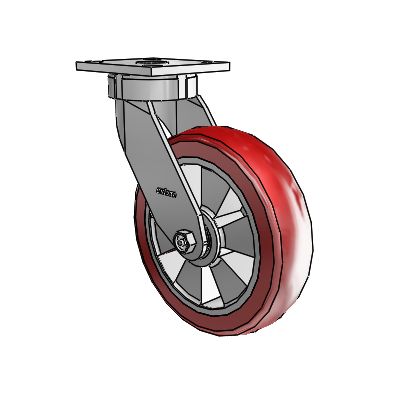 4 Series Kingpinless Casters Top Plate Swivel Caster with 8 x 2 Triumph (Crown/Red) wheel