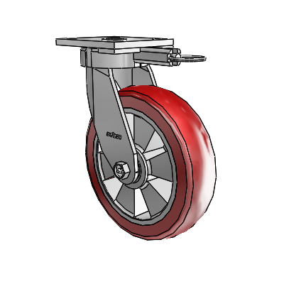 4 Series Kingpinless Casters Top Plate Swivel Caster with 8 x 2 Triumph (Crown/Red) wheel