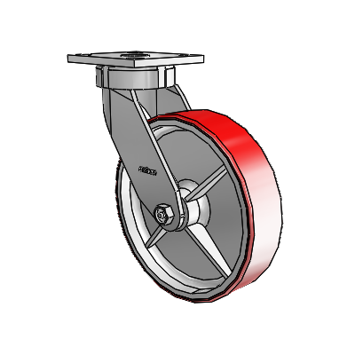 4 Series Kingpinless Casters Top Plate Swivel Caster with 8 x 2 Moldon Polyurethane (Cast Iron Core) wheel