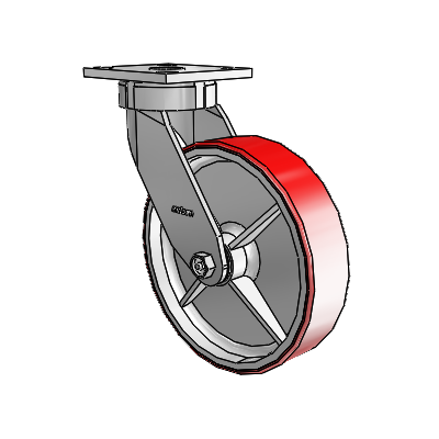 4 Series Kingpinless Casters Top Plate Swivel Caster with 8 x 2 Moldon Polyurethane (Cast Iron Core) wheel