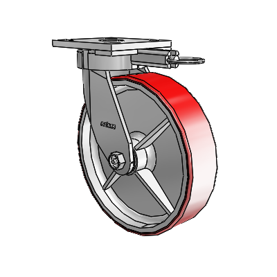 4 Series Kingpinless Casters Top Plate Swivel Caster with 8 x 2 Moldon Polyurethane (Cast Iron Core) wheel