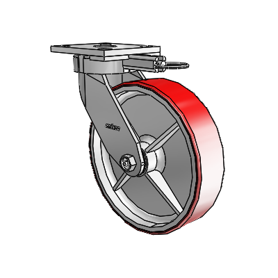 4 Series Kingpinless Casters Top Plate Swivel Caster with 8 x 2 Moldon Polyurethane (Cast Iron Core) wheel