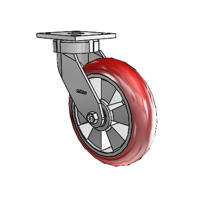 4 Series Kingpinless Casters Top Plate Swivel Caster with 8 x 2 Triumph (Round/Red) wheel