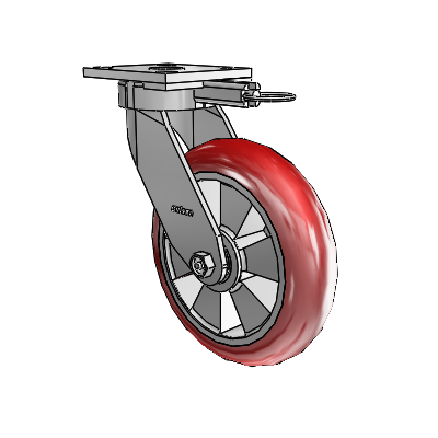 4 Series Kingpinless Casters Top Plate Swivel Caster with 8 x 2 Triumph (Round/Red) wheel