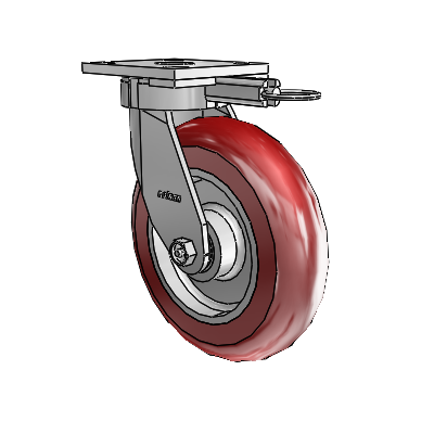 4 Series Kingpinless Casters Top Plate Swivel Caster with 8 x 2 CG Max Maroon wheel