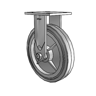 4 Series 1 1/2" Casters Top Plate Rigid Zinc with 8 x 1.5 Performa Rubber (Flat/Grey) Wheel