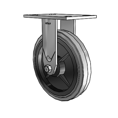4 Series 1 1/2" Casters Top Plate Rigid Zinc with 8 x 1.5 Performa Rubber (Flat/Conductive) Wheel
