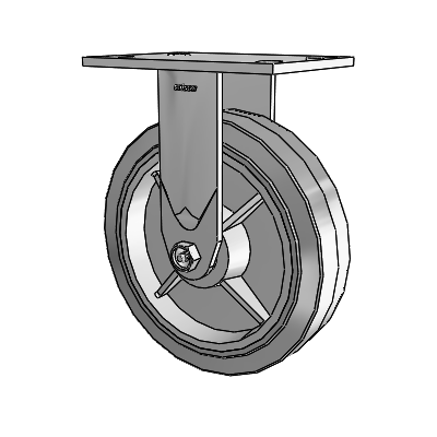 4 Series 2 Inch Wide Casters Top Plate Rigid with 8 x 2 Performa Rubber (Flat/Grey) Wheel