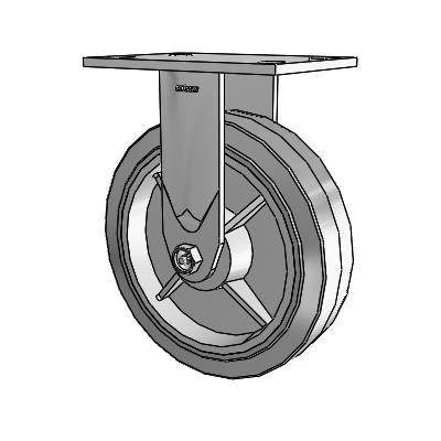 4 Series 2 Inch Wide Casters Top Plate Rigid with 8 x 2 Performa Rubber (Flat/Grey) Wheel
