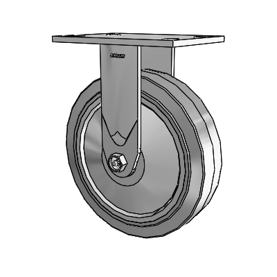 4 Series 2 Inch Wide Casters Top Plate Rigid with 8 x 2 Performa Rubber (Flat/Grey) Wheel