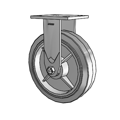 4 Series 2 Inch Wide Casters Top Plate Rigid with 8 x 2 Performa Rubber (Flat/Grey) Wheel