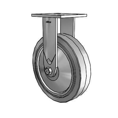 4 Series Kingpinless Casters Top Plate Rigid Caster with 8 x 2 Performa Rubber (Flat/Grey) wheel